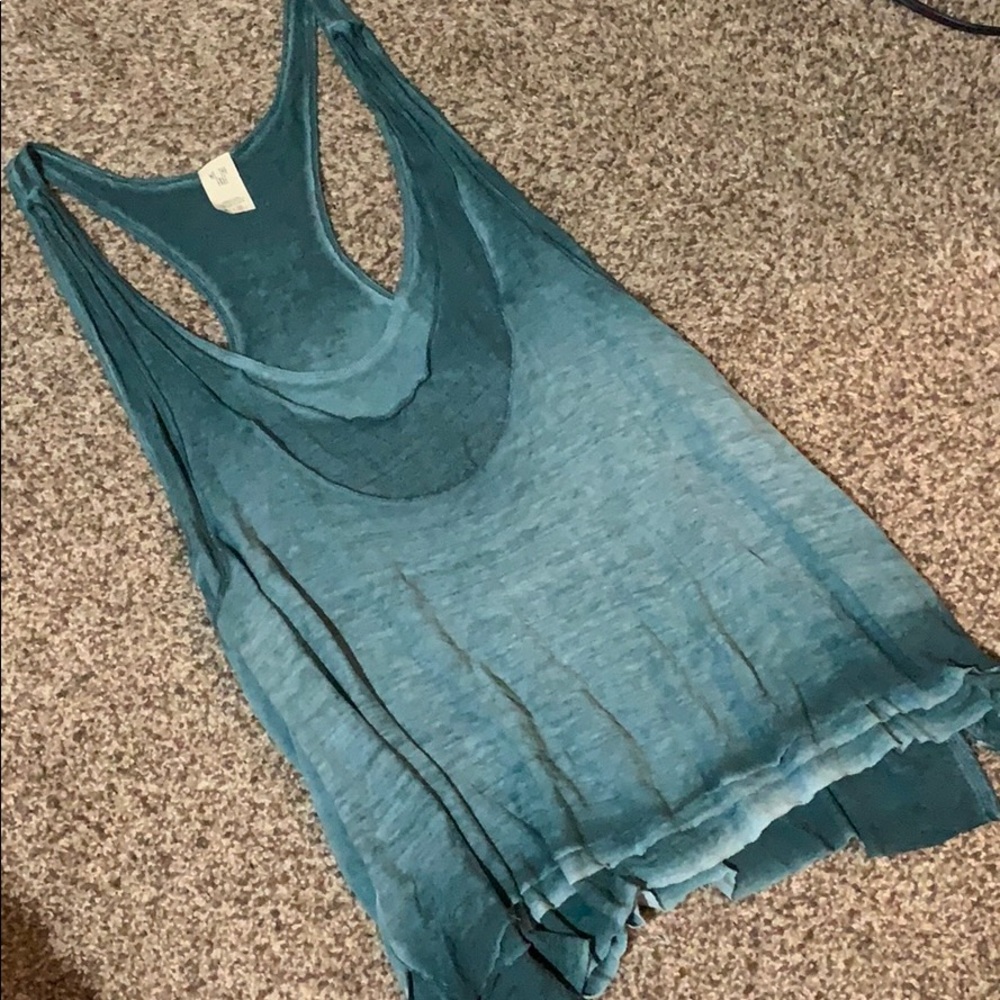 Free people teal burnout layered tank